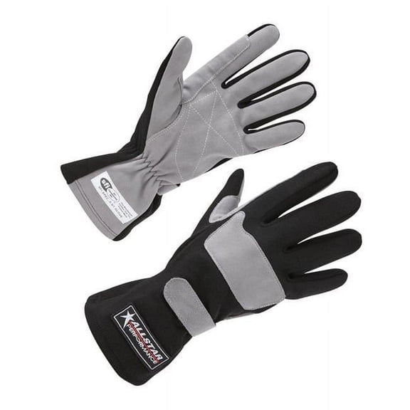 Allstar 911011 Single Layer Racing/Driving Gloves SFI 3.3/1 Black & Gray - Small