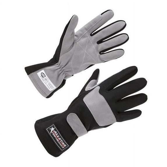 Allstar 911011 Single Layer Racing/Driving Gloves SFI 3.3/1 Black & Gray - Small