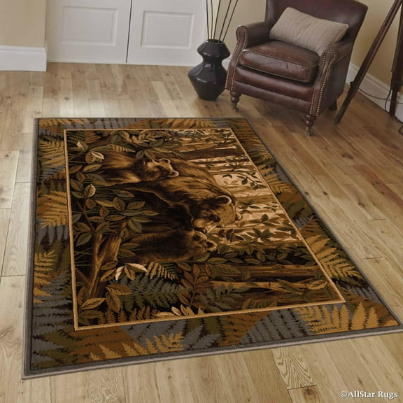 Allstar African Contours Collection Bears Area Rug (3' 9" x 5' 1")
