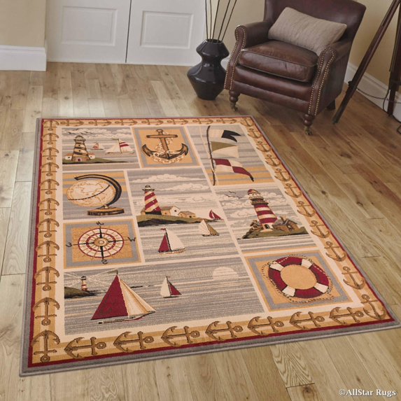 Allstar African Contours Collection Boats Area Rug (5' 2" x 7' 1")