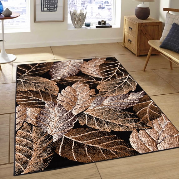Allstar Black Area Rug. Contemporary. Abstract. Traditional. Formal. Shapes. Spirals. Circles (5' 2" x 7' 1")