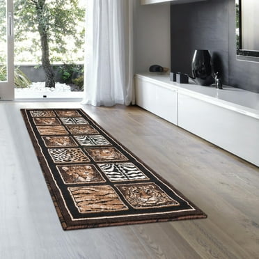 Allstar Black High Density Double Shot Drop-Stitch Carving Exotic Animal Skin and Nature. Safari Woven Area Rug (2' 0" x 7' 2")