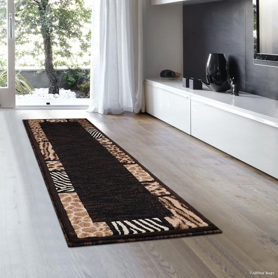 Allstar Black High Density Double Shot Drop-Stitch Carving Exotic Animal Skin and Nature. Safari Woven Area Rug (2' 0" x 7' 2")