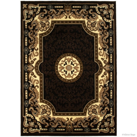Allstar Black Woven High Quality High Density Double Shot Drop-Stitch Carving (5' 2" x 7' 2")