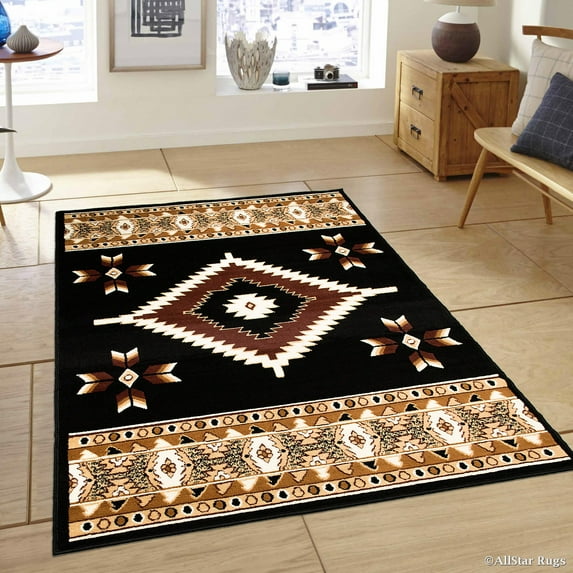 Allstar Black Woven High Quality Rug. Traditional. Persian. Flower. Western. Design Area Rug (5' 2" x 7' 1")