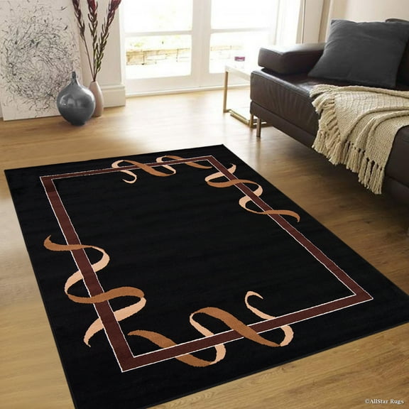 Allstar Black Woven High Quality Rug. Traditional. Persian. Flower. Western. Design Area Rug (5' 2" x 7' 1")