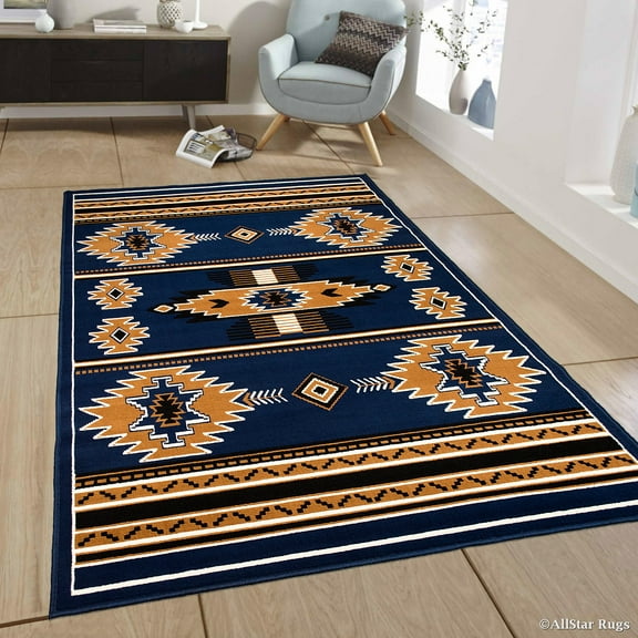 Allstar Blue Woven High Quality Rug. Traditional. Persian. Flower. Western. Design Area Rug (7' 7" x 10' 6")