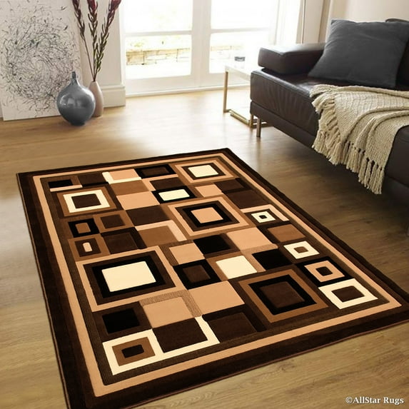 Allstar Brown Abstract Modern Area Carpet Rug (3' 9" x 5' 1")