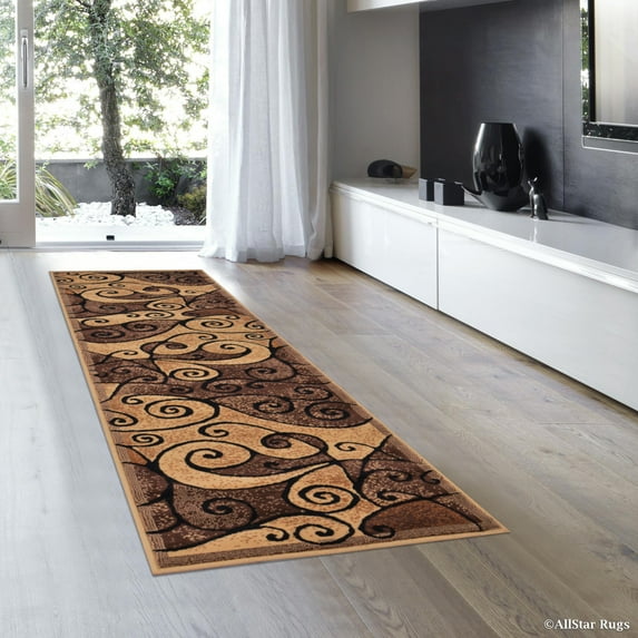 Allstar Brown Abstract Modern Area Carpet Rug - Runner (2' 0" x 7' 2")