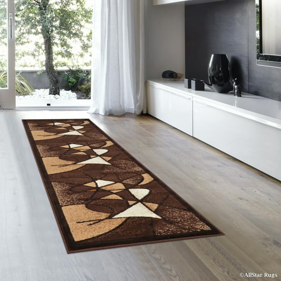 Allstar Brown Abstract Modern Area Carpet Rug - Runner (2' 0" x 7' 2")