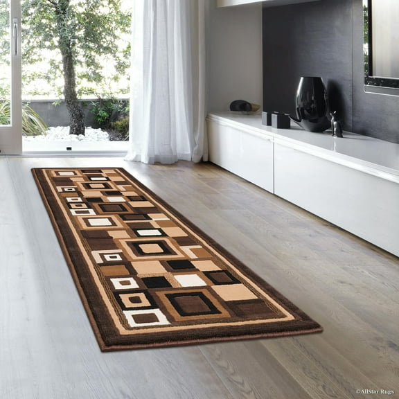 Allstar Brown Abstract Modern Area Carpet Rug - Runner (2' 0" x 7' 2")