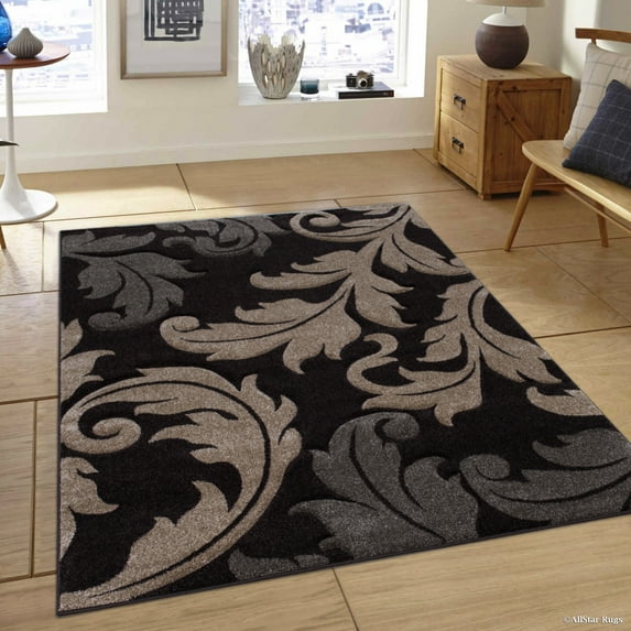 Allstar Brown Modern Geometric flowers design Area Rug (5' 2" x 7' 2")