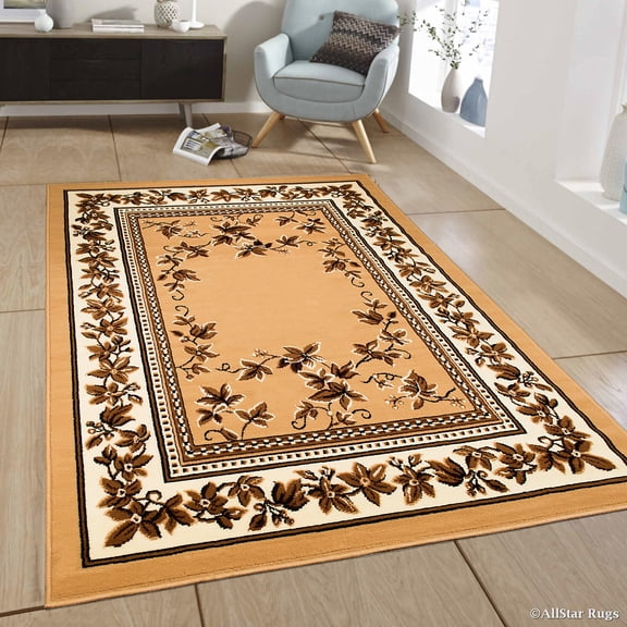 Allstar Brown Woven High Quality Rug. Traditional. Persian. Flower. Western. Design Area Rug (5' 2" x 7' 1")