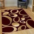 thumbnail image 1 of Allstar Burgundy Carved Circles Modern Geometric Area Rug (3' 9" x 5' 1"), 1 of 4