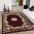 thumbnail image 1 of Allstar Burgundy Woven High Quality High Density Double Shot Drop-Stitch Carving (5' 2" x 7' 2"), 1 of 7
