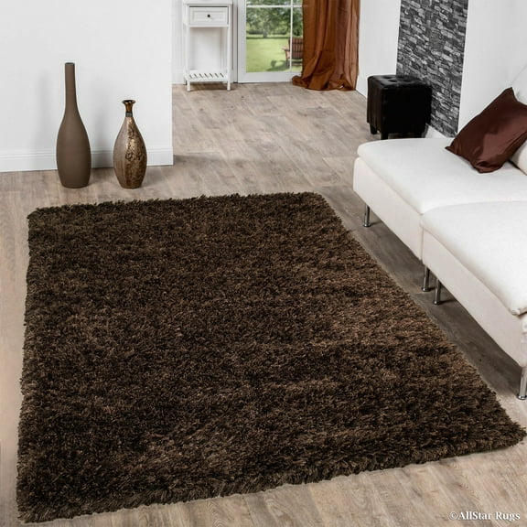 Allstar Charcoal Solid Thick Modern Shaggy Area Rug (4' 11" x 6' 11")