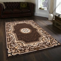 Allstar Chocolate Woven High Quality High Density Double Shot Drop-Stitch Carving (5' 2" x 7' 2")