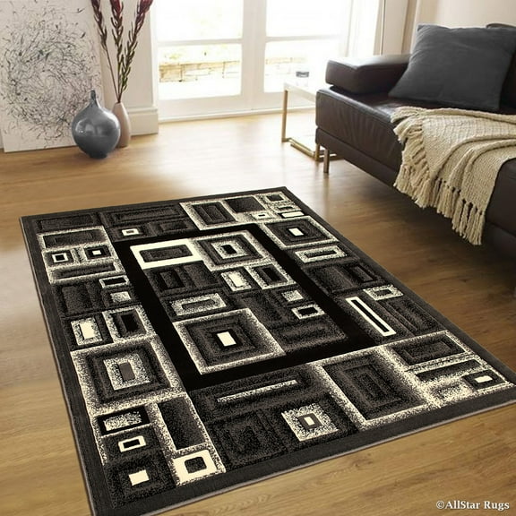 Allstar Grey Abstract Modern Area Carpet Rug (3' 9" x 5' 1")