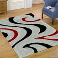 thumbnail image 1 of Allstar Grey Shaggy Area Rug with 3D Red and Black Lines Design. Contemporary Formal Hand Tufted (5' x 7'), 1 of 6