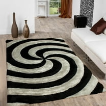 Allstar Grey Shaggy Area Rug with 3D Spiral Design. Contemporary Formal Casual Hand Tufted (5' x 7')