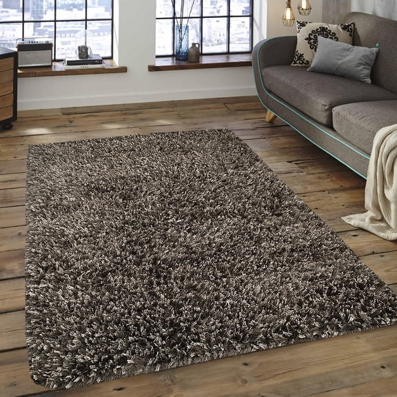 Allstar Grey Solid Thick Modern Shaggy Area Rug (4' 11" x 6' 11")
