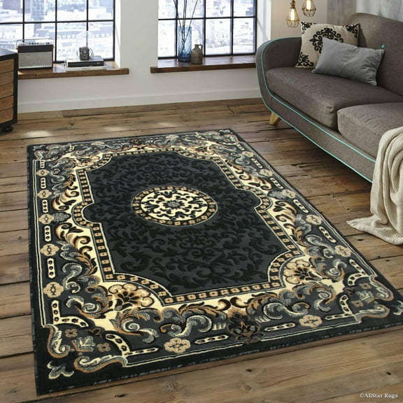 Allstar Grey Woven High Quality High Density Double Shot Drop-Stitch Carving (5' 2" x 7' 2")