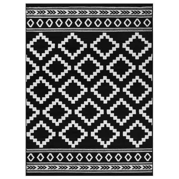 Allstar Living Room Area Rug with Beni Ourain design in Black
