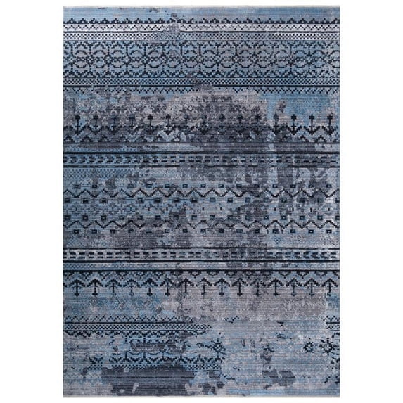 Allstar Living Room Area Rug with Faded Symbol design in Blue
