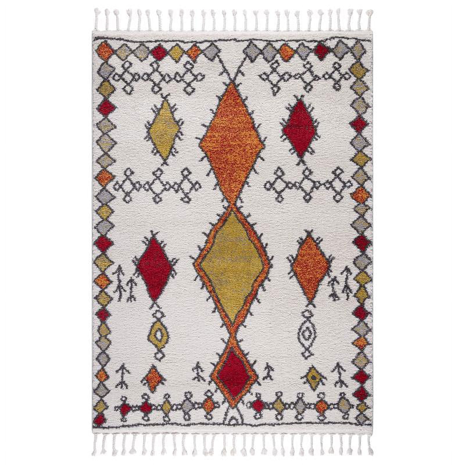 Handmade Braided Orange and White Synthetic 5' x 7' Area Rug