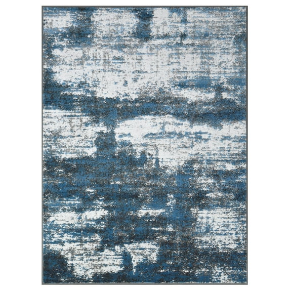 Allstar Living Room Area Rug with Weathered Texture design in Blue