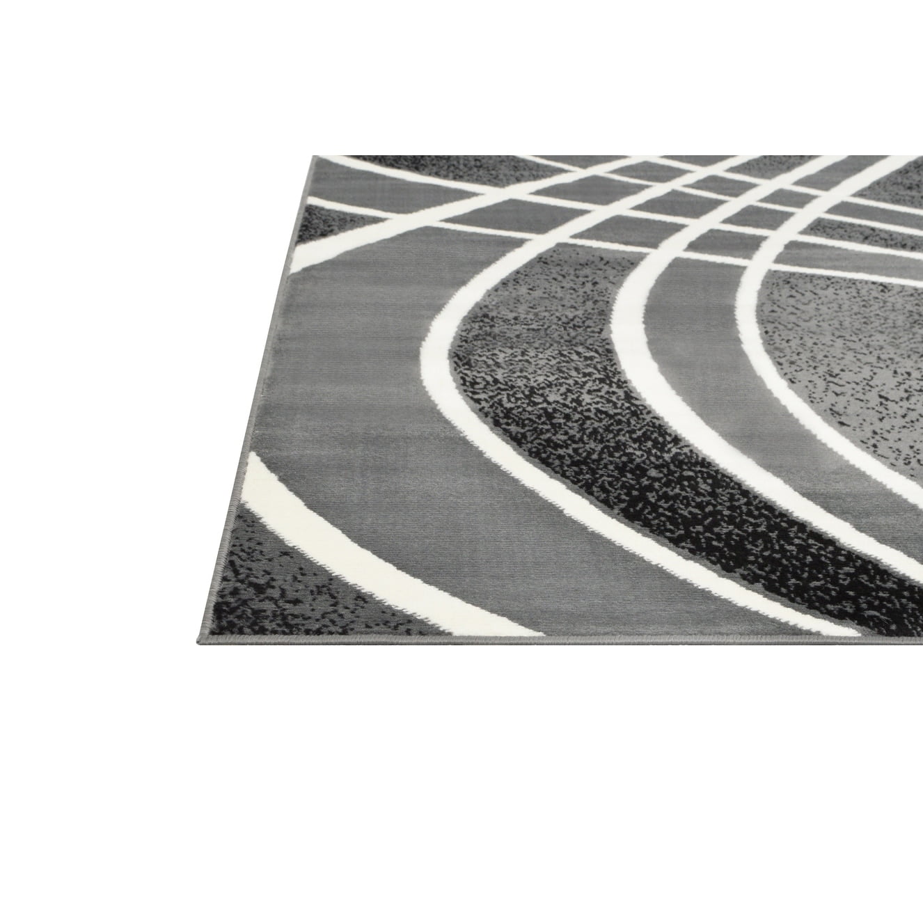 Allstar Modern Accent Rug with Curved Line design Charcoal Grey 8' x 10 ...