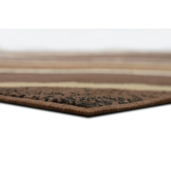 Allstar Modern Accent Rug with Curved Line design Chocolate 8' x 10' 8' x 10'