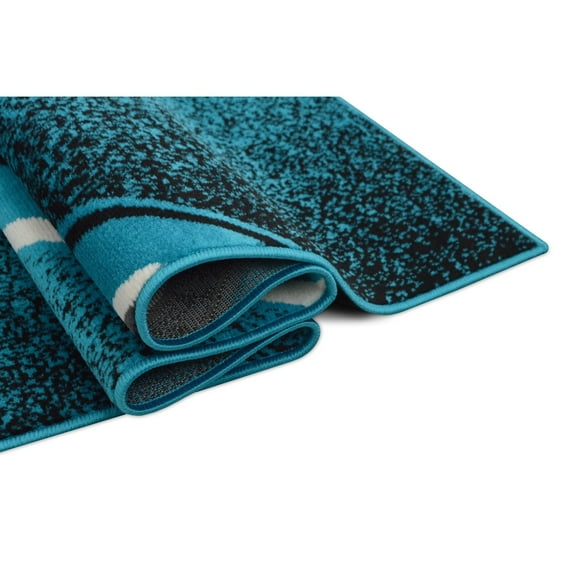 Allstar Modern Accent Rug with Curved Line design Deep Sky Blue 8' x 10' 8' x 10'
