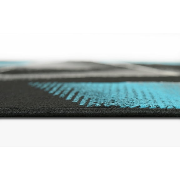 Allstar Modern Accent Rug with Intersecting Line design Deep Sky Blue 5' x 8' 5' x 8'
