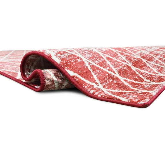 Allstar Modern Accent Rug with Meshed Line design Scarlet Red 5' x 8' 5' x 8'