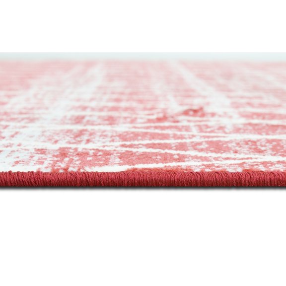 Allstar Modern Accent Rug with Meshed Line design Scarlet Red 8' x 10' 8' x 10'