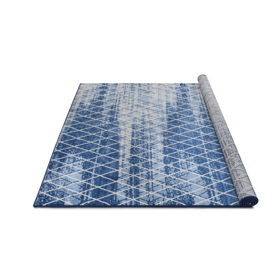 Allstar Modern Accent Rug with Meshed Line design Space-Blue 5' x 8' 5' x 8'