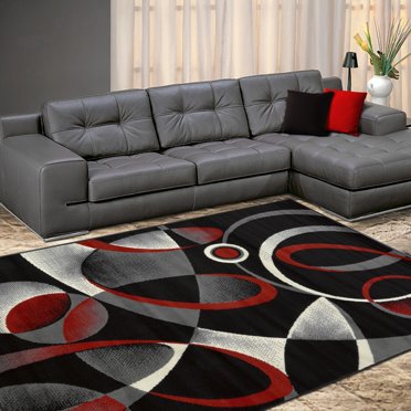 Modern Yazd 3.3X5.3 1770-310 Red Rectangle Rug - Walmart.com