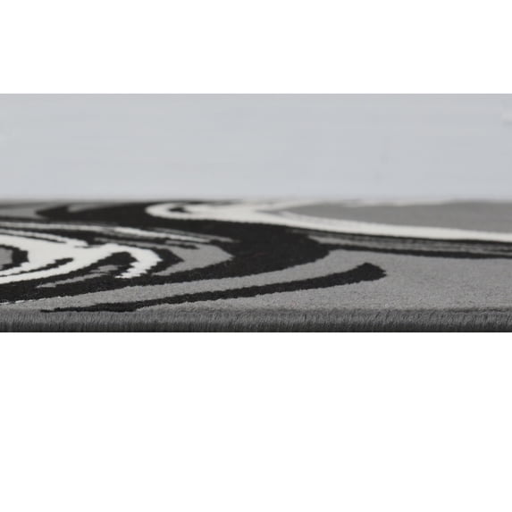 Allstar Modern Accent Rug with Touching Ring design Grey 5' x 8' 5' x 8'