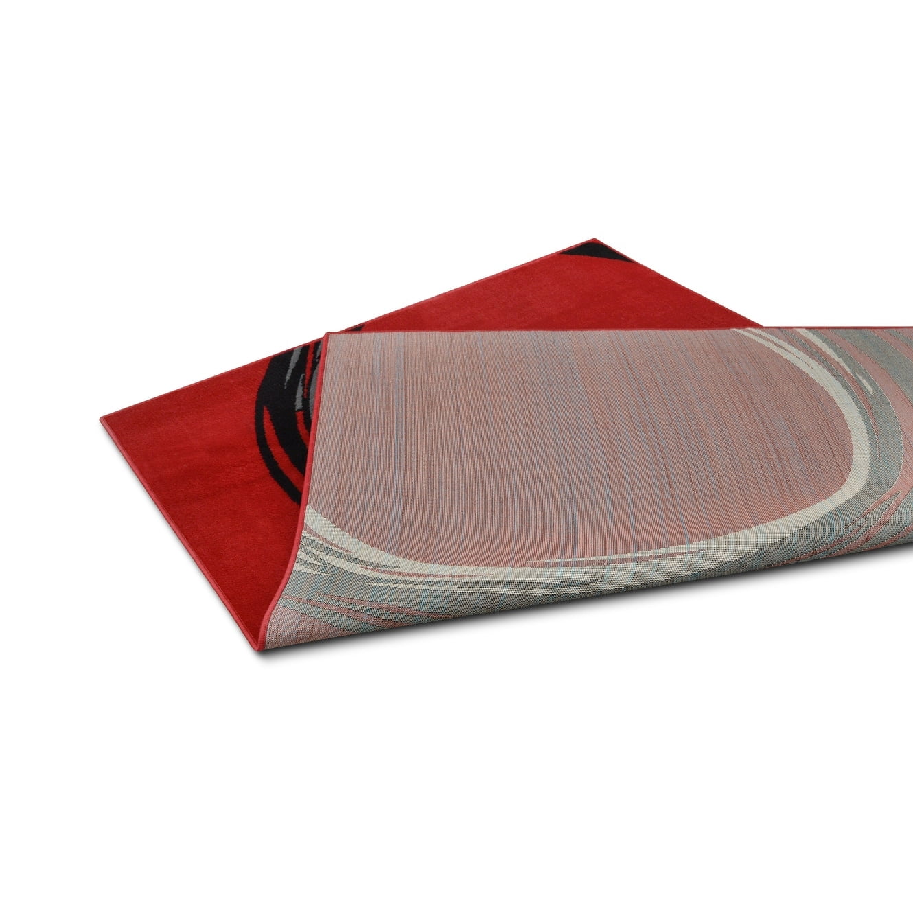 Allstar Modern Accent Rug with Touching Ring design Red 5' x 8' 5' x 8 ...