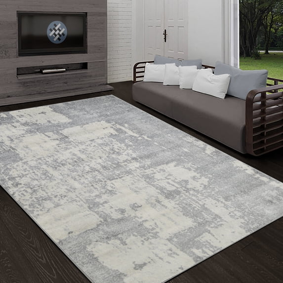 Allstar Modern Accent Rug with Weathered Texture design Grey 8' x 10' 8' x 10'
