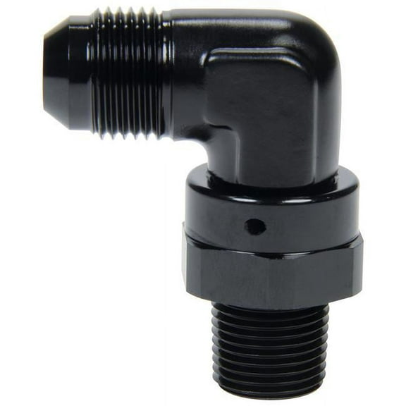 Allstar Performance ALL49589 Fitting - Adapter - 90 Degree - 6 AN Male to 3/8 in NPT Male - Swivel - Black Anodized Aluminum - Each