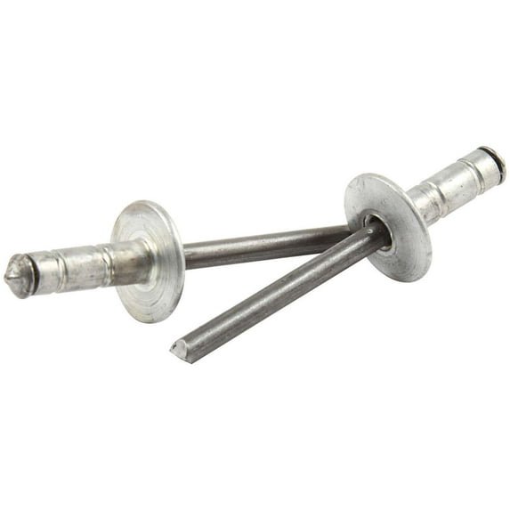 Allstar Performance ALL18090 Rivet - Multi-Grip - 1/2 in Head - 3/16 in Steel Mandrel - 1/16-3/8 in Grip Range - Natural Aluminum - Set of 250