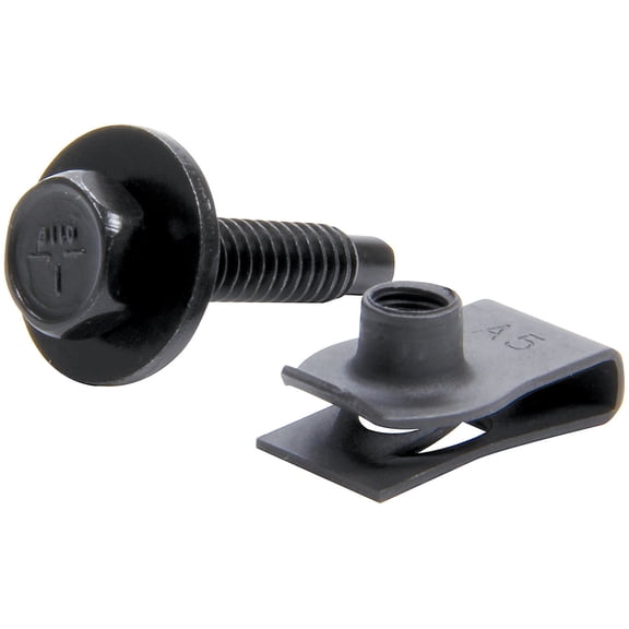 Allstar Performance ALL18558-50 Body Bolt Kit - 1/4-20 in Thread - 1-1/8 in Long - Hex Head - Bolts/Clips/Washers - Steel - Black Oxide - Set of 50