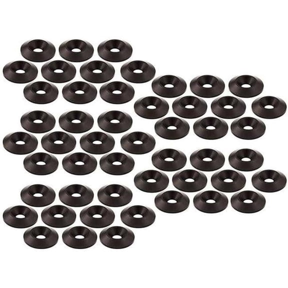 Allstar Performance ALL18665-50 Countersunk Washer - 1/4 in ID - 1-1/4 in OD - Black Anodized Aluminum - Set of 50