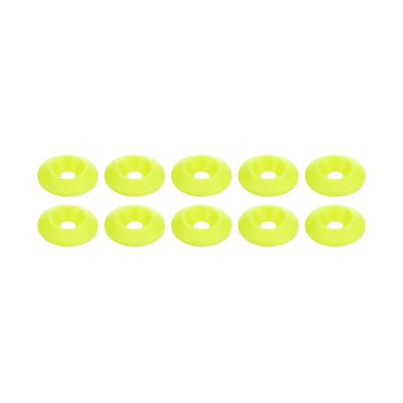 Allstar Performance ALL18698 Countersunk Washer - 1/4 in ID - 1 in OD - Plastic - Neon Yellow - Set of 10