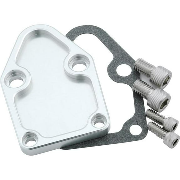 Allstar Fuel Pump Blockoff - Aluminum - Clear Anodize - Small Block Chevy - Each