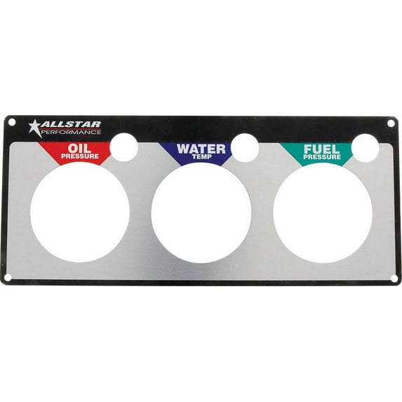 Allstar Performance ALL80127 Gauge Panel Face Plate - Fuel Pressure / Oil Pressure / Water Temperature - Aluminum - Allstar Gauge Panels - Each