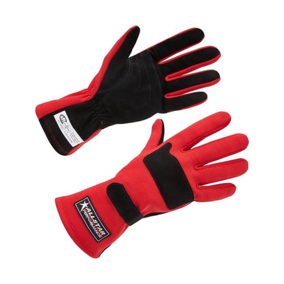 Allstar Performance ALL915071 SFI 3.3-6 Double Layer Racing Gloves, Red - Small