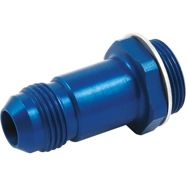 Allstar Carb Fitting w/Washer 7/8-20 to -6 Male Blue Allstar Carb Fitting w/Washer 7/8-20 to -6 Male Blue